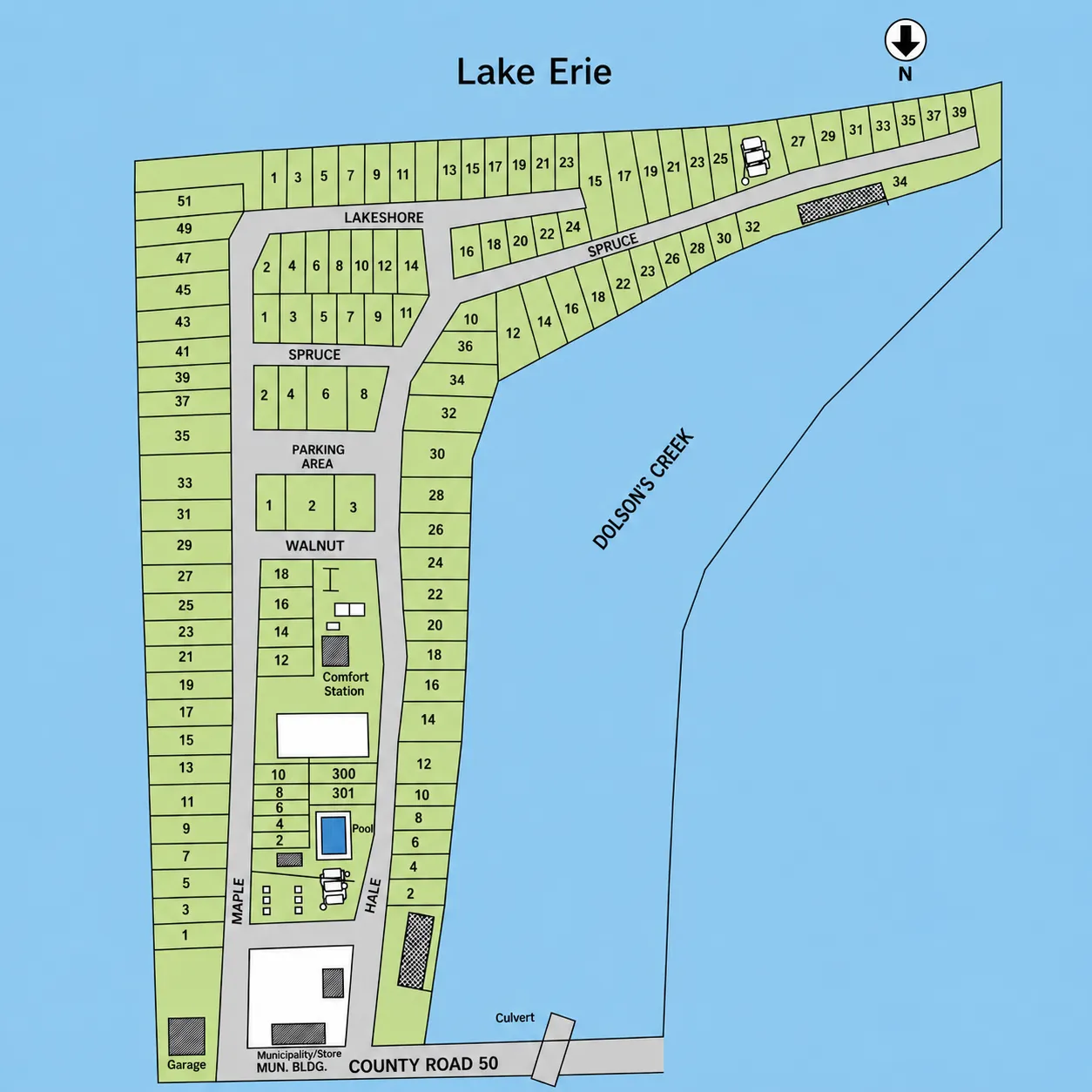 Site map of Erie Shores Cottage Community